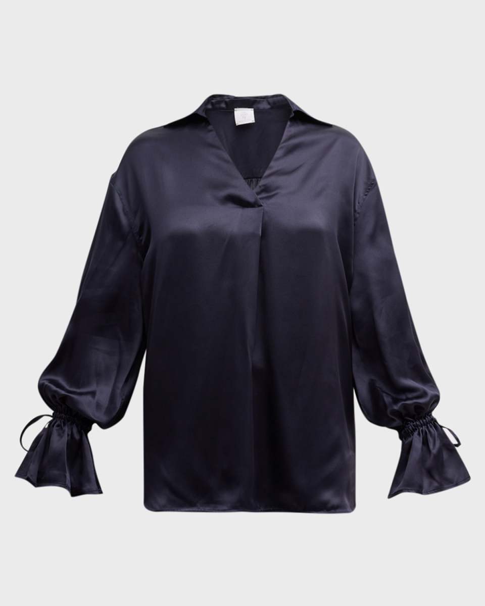 Silk Puff-Sleeve Blouse